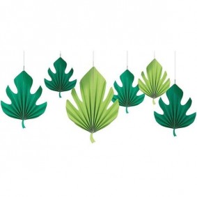 Dekoracja wisząca liście palmowe zielone 6szt - 2