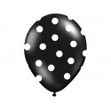 Balony lateksowe mocne czarne w białe kropki 6szt - 1