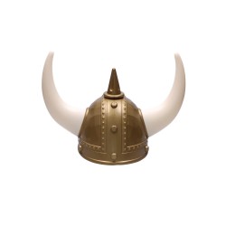 Hełm złoty kask wikinga z białymi rogami Asterix - 2