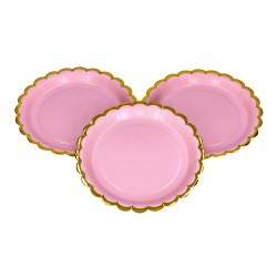 Talerzyki papierowe deserowe jasno różowe 18cm 6sz - 9