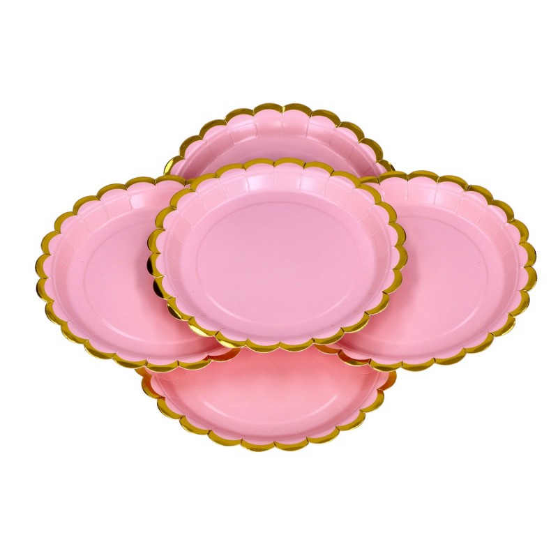Talerzyki papierowe deserowe jasno różowe 18cm 6sz - 10