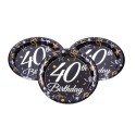 Jednorazowe talerzyki papierowe 40 urodziny czarne - 3