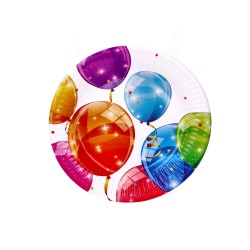 Talerzyki papierowe eko w kolorowe baloniki 20cm - 2