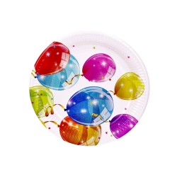 Talerze papierowe eko z kolorowymi balonami 23cm - 2