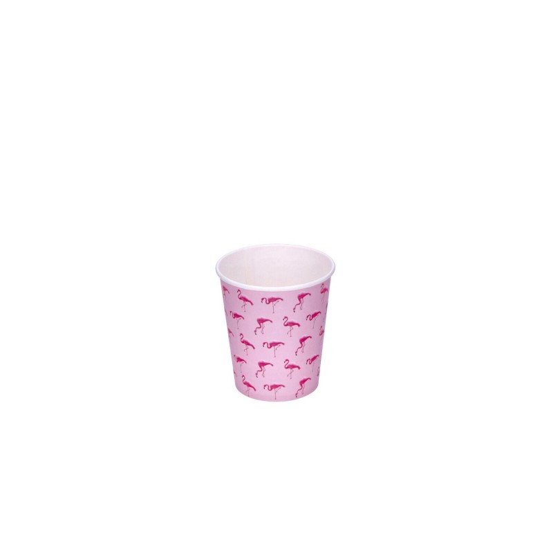 Kubki papierowe jednorazowe różowe we flamingi - 2