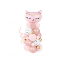 Bukiet balonów kotek różowy stroik zestaw DIY