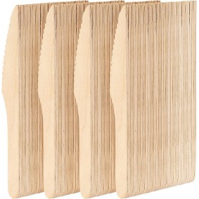 Jednorazowe Noże drewniane sztućce ekologiczne 100sztuk - 1