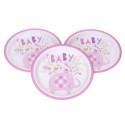 Jednorazowe talerze papierowe baby shower różowe - 3