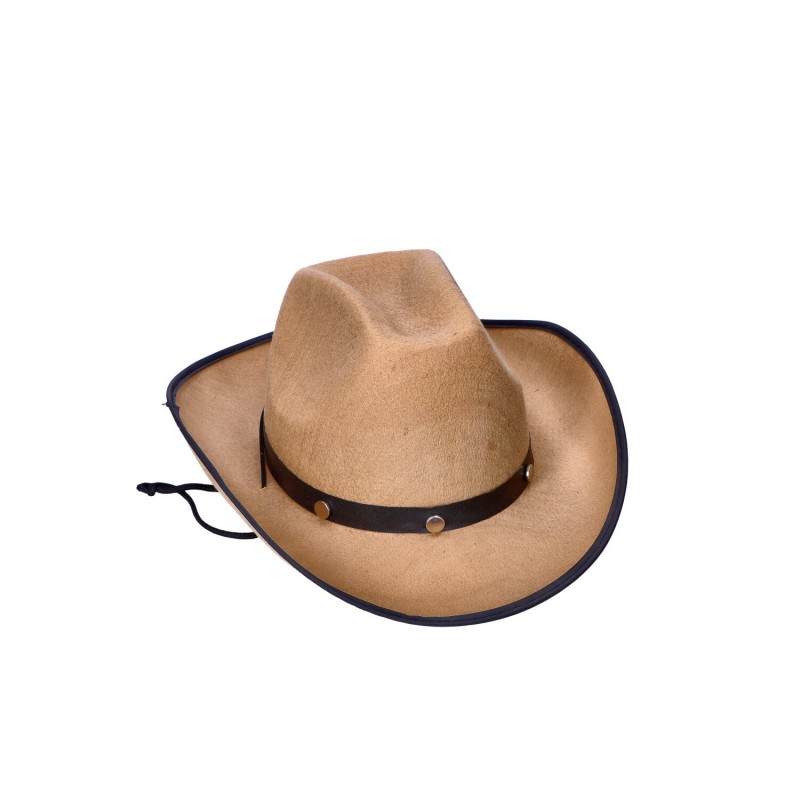 Kapelusz kowboja western beżowy filcowy z paskiem - 3