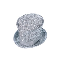 Mini kapelusz na głowę na opasce srebrny brokatowy - 3