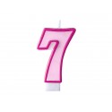 Świeczka na tort urodzinowa cyfra 7 różowy - 1