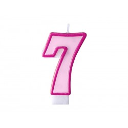 Świeczka na tort urodzinowa cyfra 7 różowy - 1