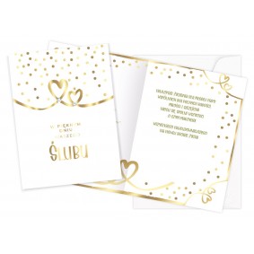 Kartka na ślub z życzeniami biało-złota zdobiona - 1
