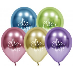Balony lateksowe urodzinowe metaliczne na hel 5szt - 1