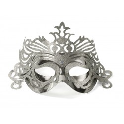 Maska karnawałowa wenecka srebrna z ornamentem