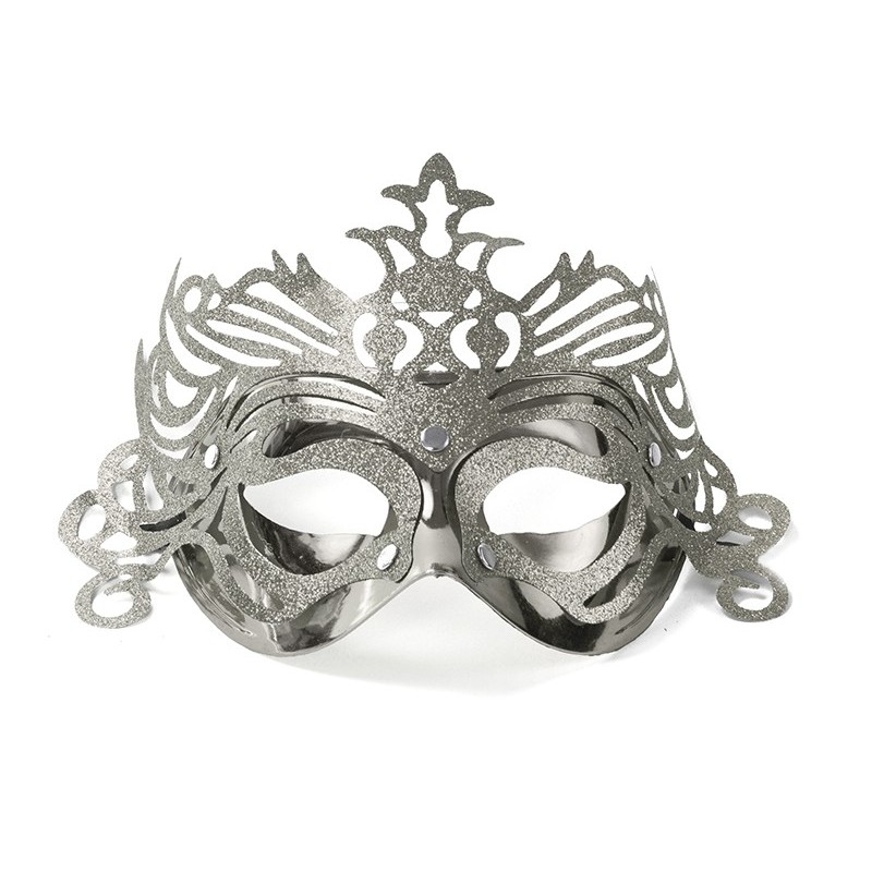 Maska karnawałowa wenecka srebrna z ornamentem - 1