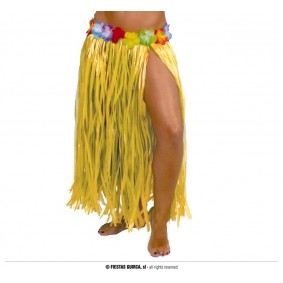 Spódnica hawajska z kwiatami długa żółta słomkowa - 1