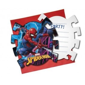 Zaproszenie z kopertą na urodziny Spiderman 6szt - 1
