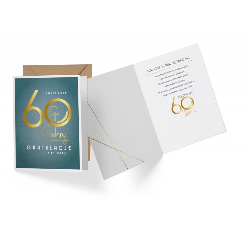 Kartka urodzinowa na 60 Urodziny z kopertą złota - 1