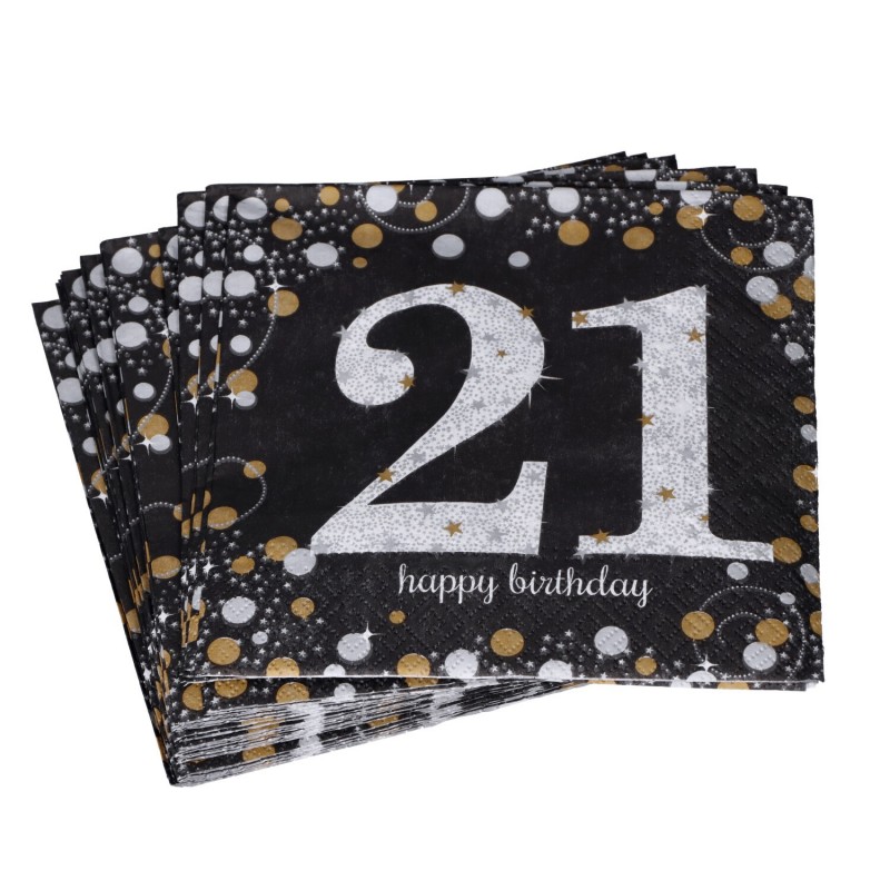 Serwetki papierowe jednorazowe 21 urodziny złoty