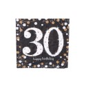 Serwetki papierowe srebrne urodzinowe 30 lat 16szt