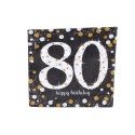 Serwetka papierowa jednorazowa czarna urodziny 80