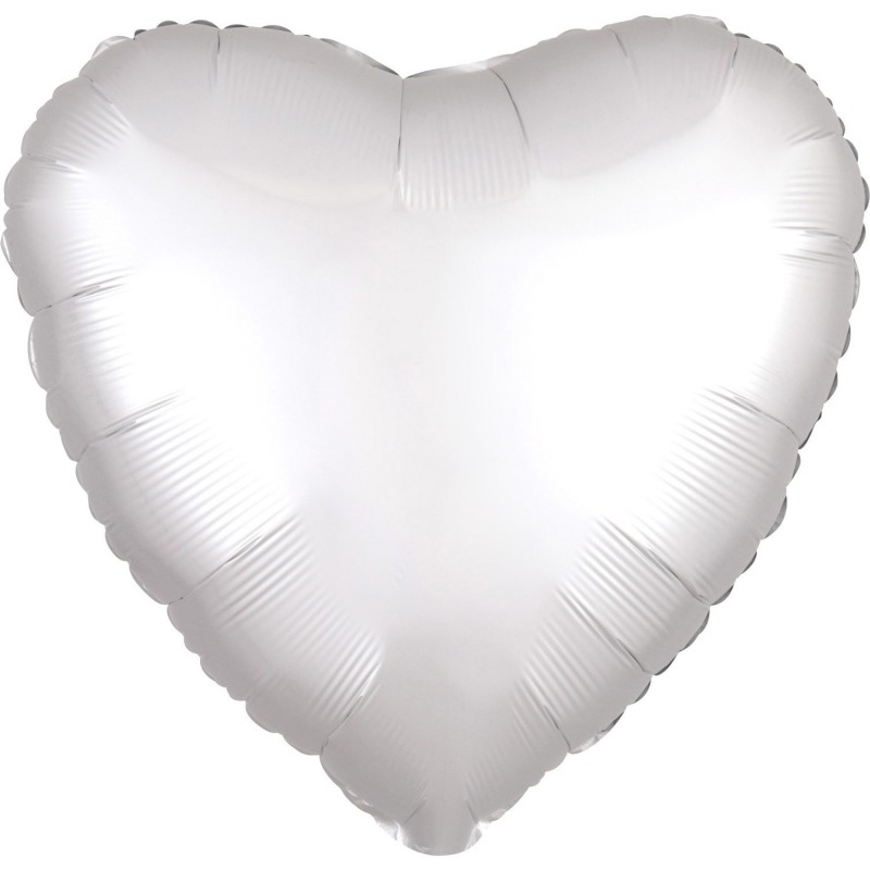 Balon foliowy 17 satynowy serce białe - 1