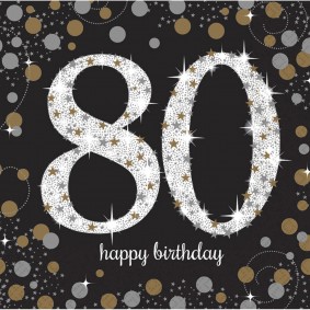 Serwetka papierowa jednorazowa czarna urodziny 80 - 1