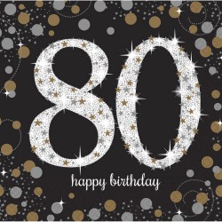 Serwetka papierowa jednorazowa czarna urodziny 80