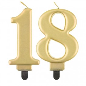 Świeczki urodzinowe cyfra 18 metaliczne złote - 1