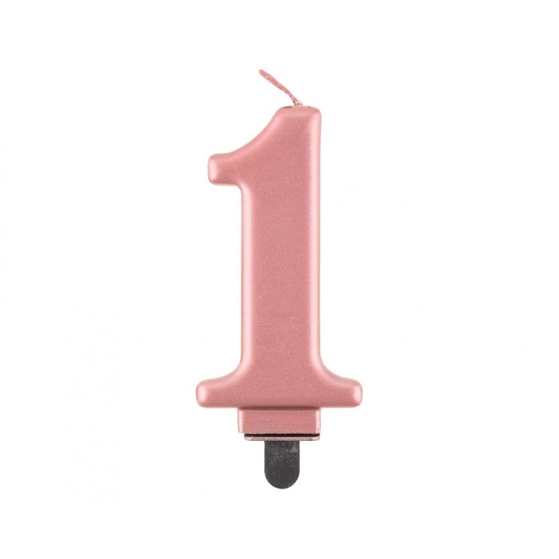 Świeczki urodzinowe cyfra 18 metaliczne różowe - 2