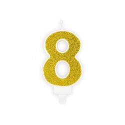 Świeczki urodzinowe cyfra 18 brokatowe złote - 3