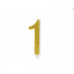 Świeczki urodzinowe cyfra 18 brokatowe złote duże - 2