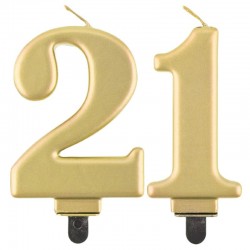 Świeczki urodzinowe cyfra 21 metaliczne złote