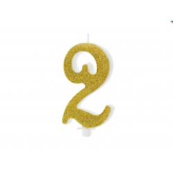 Świeczki urodzinowe cyfra 21 brokatowe złote duże - 2