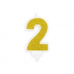 Świeczki urodzinowe cyfra 21 brokatowe złote - 2