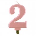 Świeczki urodzinowe cyfra 21 metaliczne różowe - 2