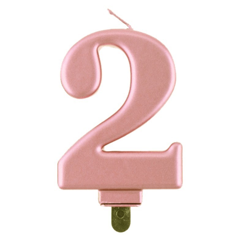 Świeczki urodzinowe cyfra 21 metaliczne różowe - 2