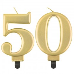 Świeczki urodzinowe cyfra 50 metaliczne złote