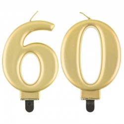 Świeczki urodzinowe cyfra 60 metaliczne złote