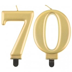 Świeczki urodzinowe cyfra 70 metaliczne złote - 1