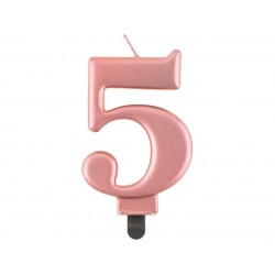 Świeczki urodzinowe cyfra 50 metaliczne różowe - 2