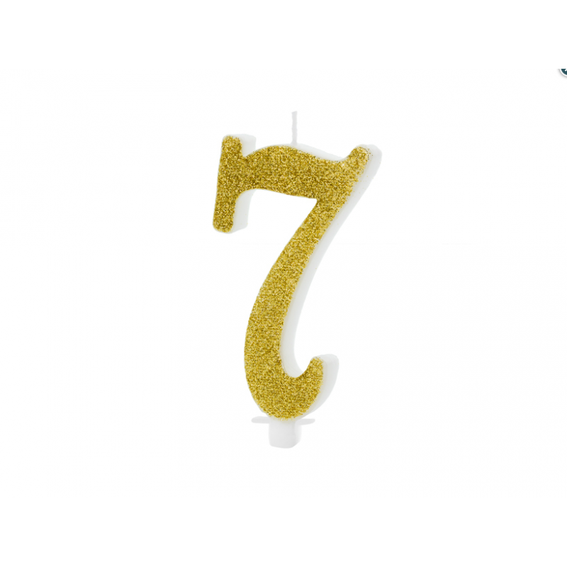 Świeczki urodzinowe cyfra 70 brokatowe złote duże - 2