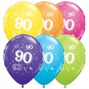 Balony lateksowe wielokolorowe z nadrukiem 90 lat - 1
