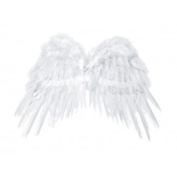 Skrzydła anioła na gumce białe z piór piórka anioł - 1