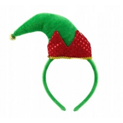 Opaska na głowę czapeczka elfa zielono-czerwona