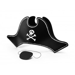 Zestaw pirata czarny (kapelusz, opaska na oko)