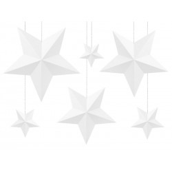 Gwiazdy papierowe białe dekoracja ozdoba zestaw
