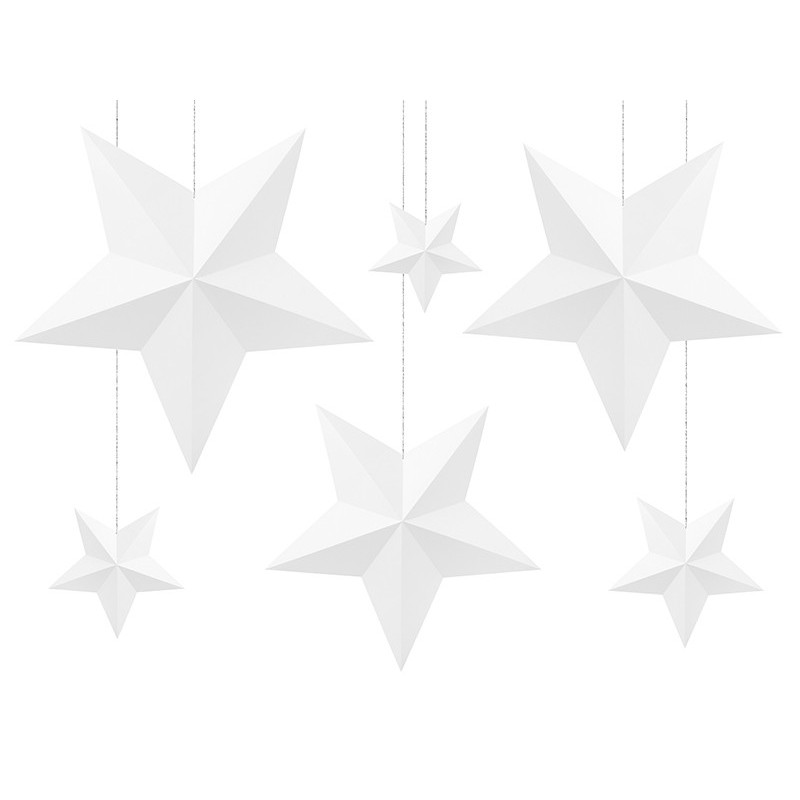 Gwiazdy papierowe białe dekoracja ozdoba zestaw - 1