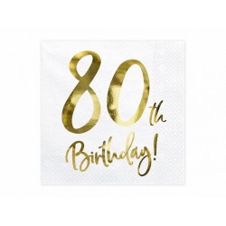 Serwetki papierowe jednorazowe biały 80 urodziny